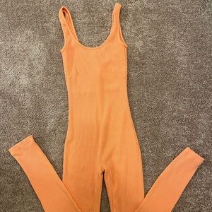 JLUXLABEL orange micro-ribbed jumpsuit